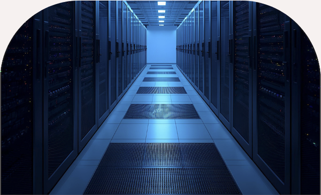 Data center hallway with server racks